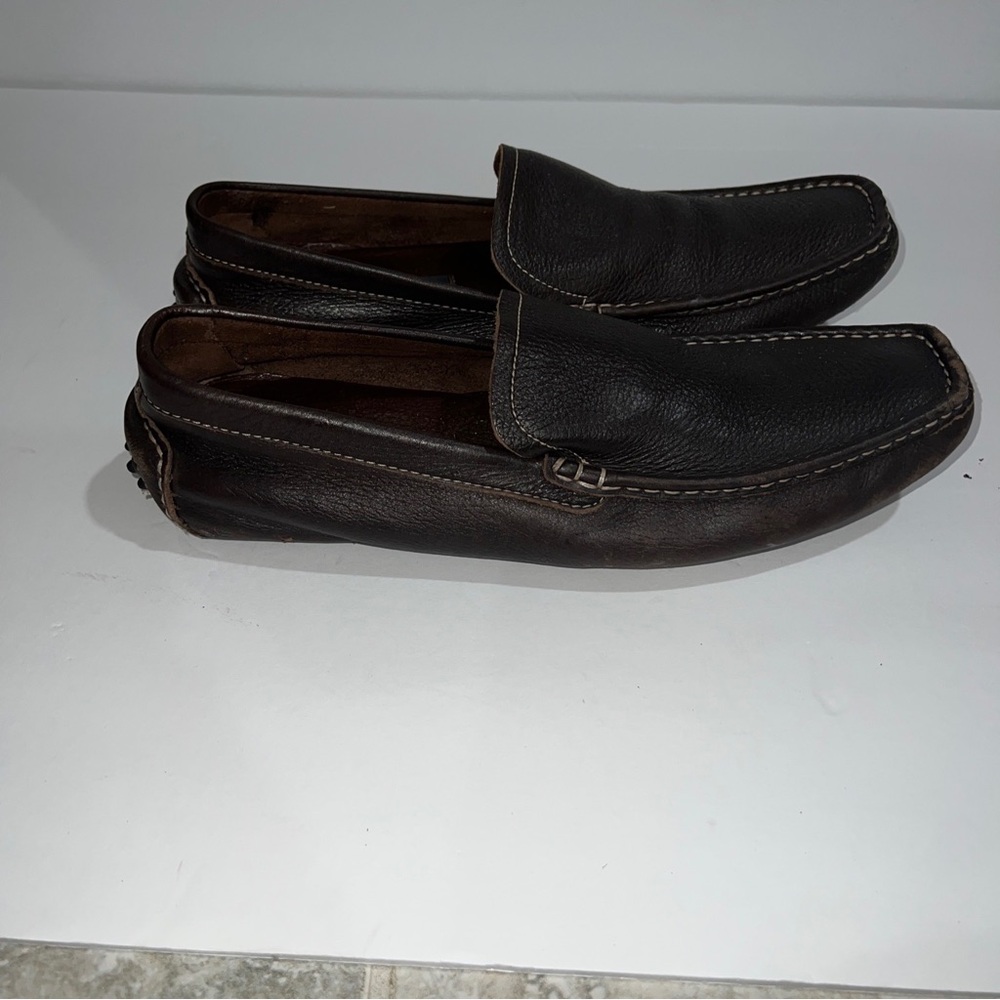 VIA SPIGA Shoes Mens 11M Brown Genuine Leather Slip On Loafers Drive Along